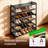 6-Layer Flat Bamboo Shoe Rack, 68*25*89Cm, Black-1383032317