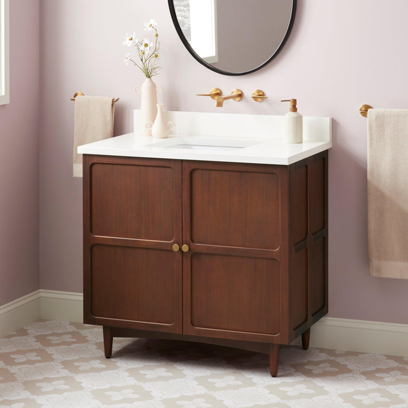 36" Delavan Vanity With Rectangular Undermount Sink, Arctic White Quartz, No Faucet Hole
