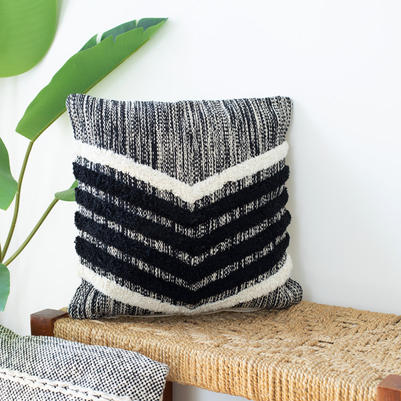 Fringe Metallic Cotton Throw Pillow