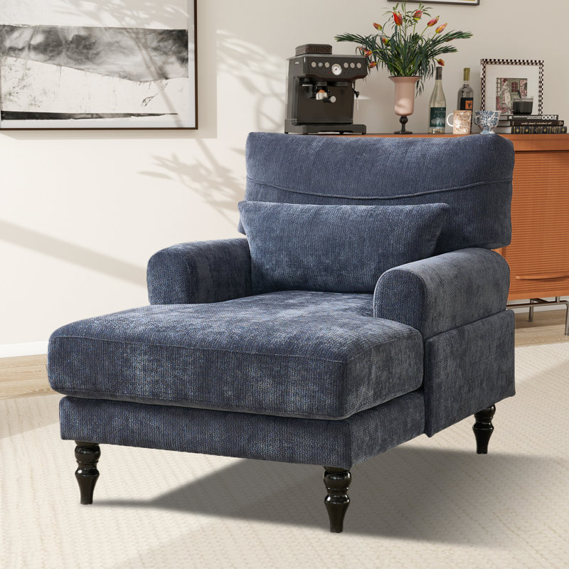 Chaise longue rembourrée L 51,55 po, Bleu