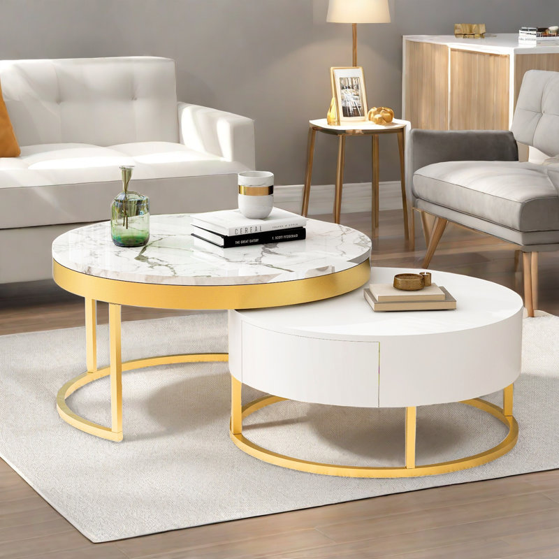 Kreig Nesting Coffee Table, Dark White
