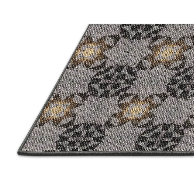 Tapis noir/gris à motifs, Rectangle 4 pi x 6 pi