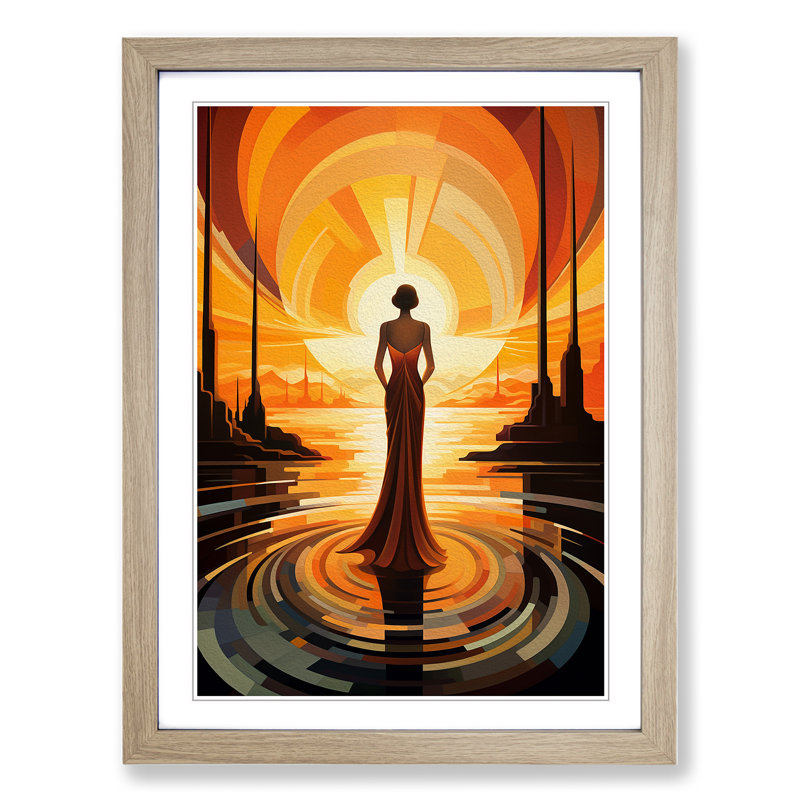 Single Picture Frame Print on Wood, 46cm H x 34cm W, Oak Framed
