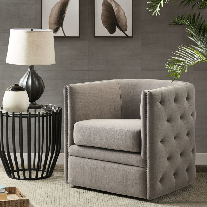 Élégante chaise de salle à manger pivotante taupe - structure en bois, siège rembourré, élément décoratif polyvalent avec lumières DEL, structure solide, éclairage ambiant