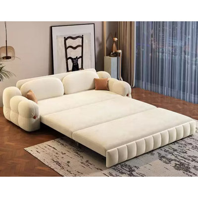 Canapé-lit convertible 74,7 po moderne et luxueux 2-en-1 multifonctionnel blanc crème