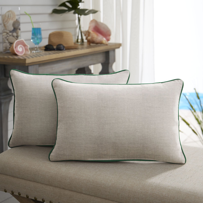 Sunbrella Outdoor Solid Corded Pillow, Dark Green