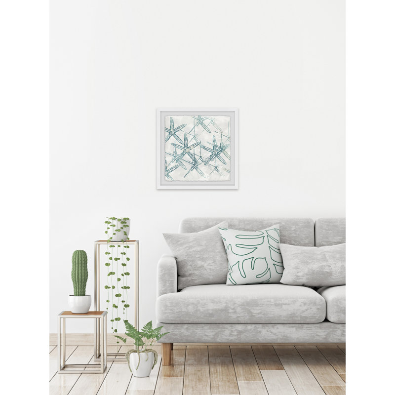Akaash «Sealife Batik VII», reproduction de peinture à l'aquarelle encadrée, H 24 po x l 24 po x P 1,5 po