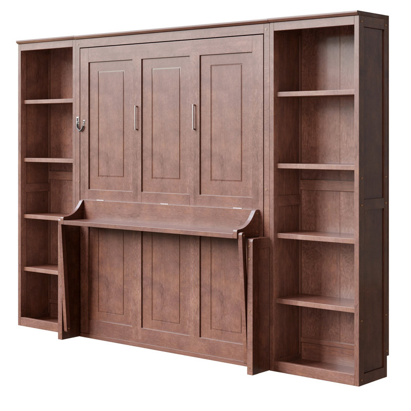 Lit escamotable avec bureau et bibliothèque Murphy, Dark Brown