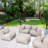 outdoor 4 piece foam filled modular bean bag patio conversation set, stain resistant olefin fabric outdoor sectional-67566686