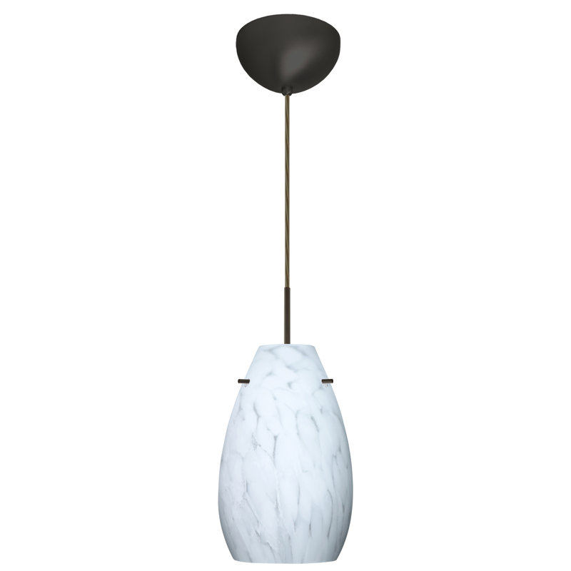 Luminaire suspendu 1 lumière Pera, Bronze, Bleu nuage