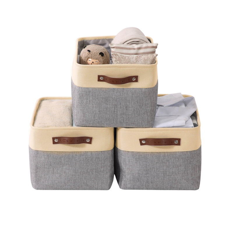 Bac de rangement en tissu XL, Noir / blanc, 3