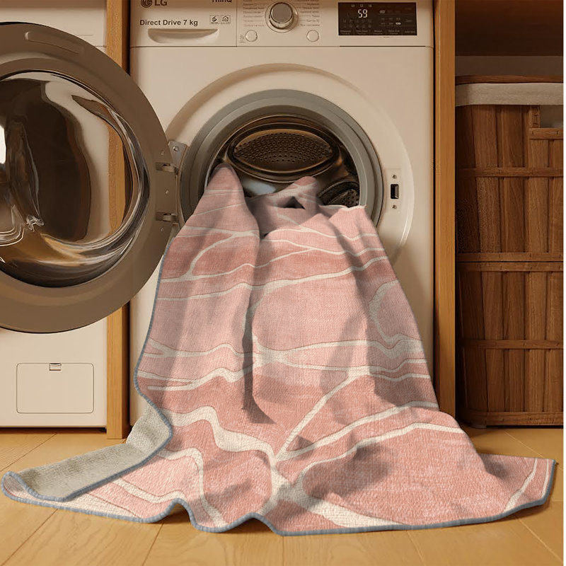 Machine Washable Abstract Brown Area Rug, Rectangle 7' x 9'