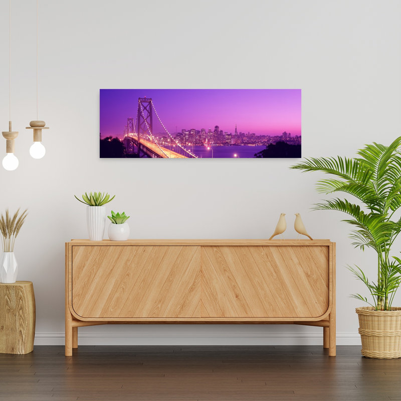 États-Unis, Californie, San Francisco, pont de la baie, art abstrait urbain contemporain de nuit, H 12 po x l 36 po