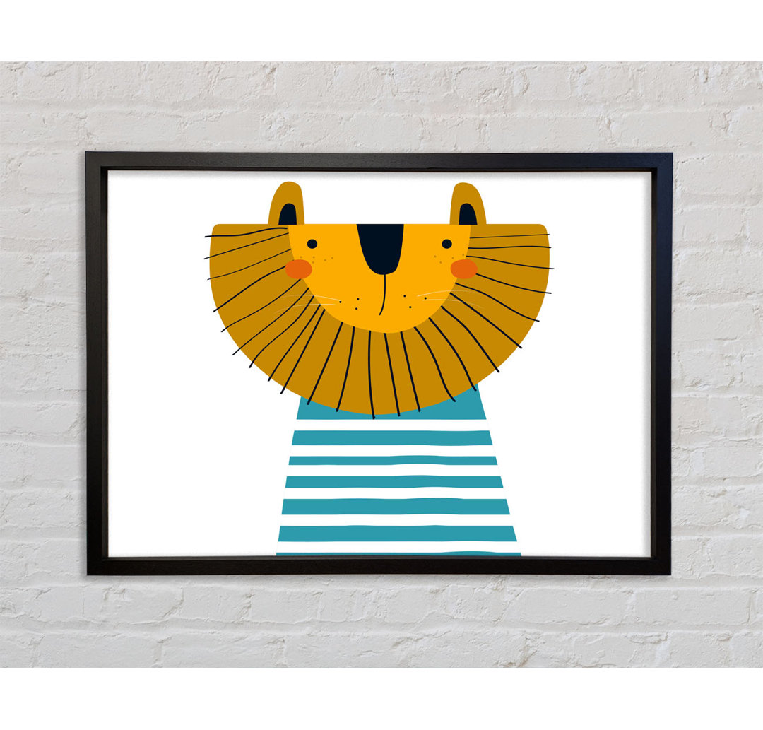 Lion In Striped Clothes - Single Picture Frame Kunstdrucke auf Leinwand