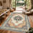 Oriental Flroal Area Rug 5x7 Rugs for Living Room, Soft Low Pile Indoor Outdoor Rugs, Modern Large Soft Indoor Washable Rug, Non Slip Carpet for Bedroom Dining Room Table Home Decor Use