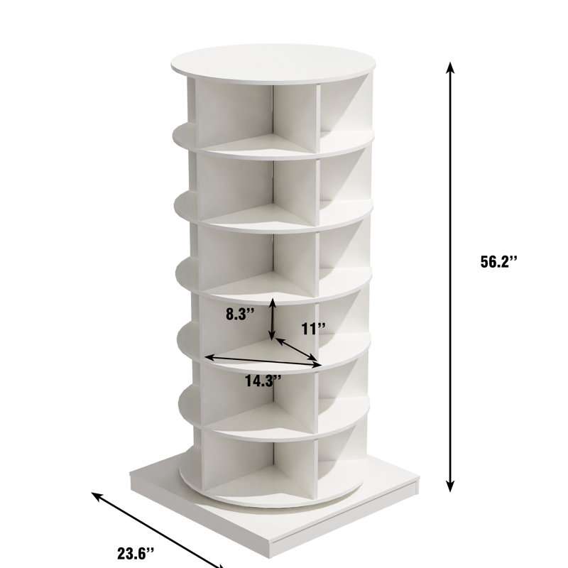 6-Layer 360 Rotating Shoe Stand Cabinet, Save Space & Fit 24 Pairs, Family Oriented, Easy To Assemble, White Design Holder Up For Family, Build, Stylish Look