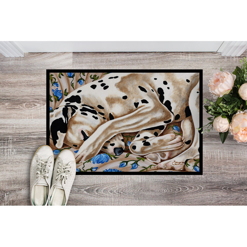 Tapis de porte d’extérieur anti-dérapant pour lit de roses dalmatien, Rectangle 1 pi 6 po x 2 pi 3 po