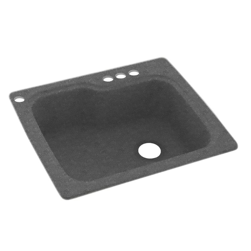Évier de cuisine à montage double L 25 po x l 22 po, 4 trous, Gris foncé
