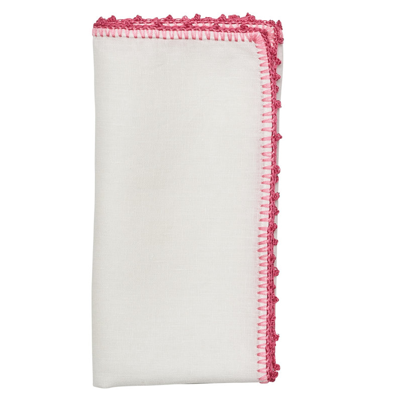 Knot Edge Linen Napkin, White/Pink/Blush