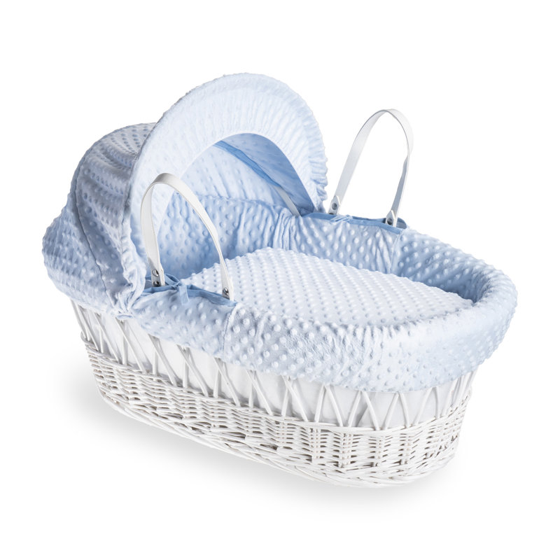 Dimple Wicker Moses Basket, Blue
