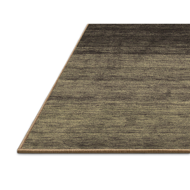 Tapis ombré tissé à la machine en brun / gris / noir, Rectangle 2 pi x 3 pi