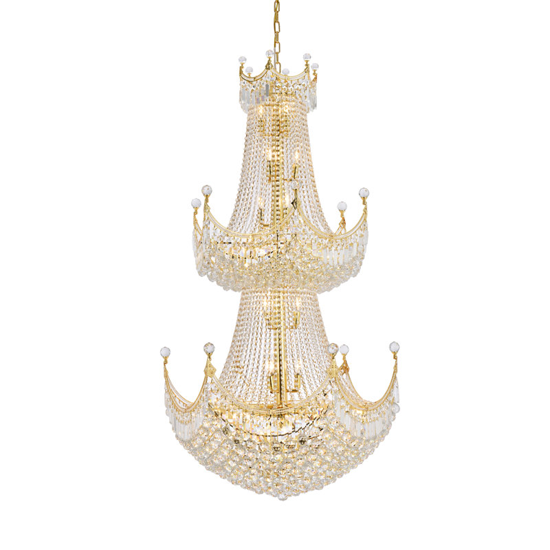 Eustacio - Lustre empire unique avec accents de cristal, Coupe royale, Doré