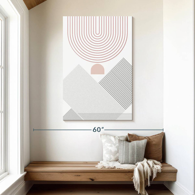 Avery Modern Mid-Century Abstract Pink Grey III, 48" H x 32" W