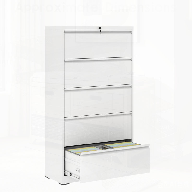 5 Drawer Metal Lateral File Cabinet with Lock, Secure and Durable Storage for Home and Office Documents