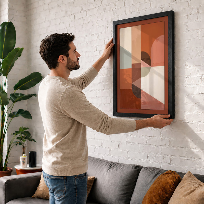 Shapes in Harmony Mid-Century - Framed Print, A3 - 42.0 x 29.7 cm, White