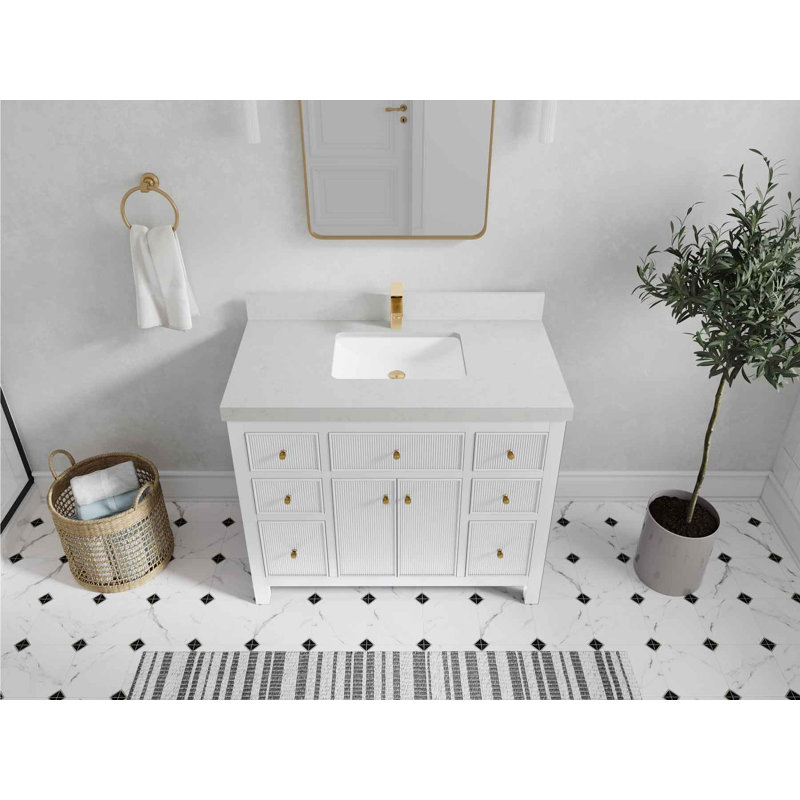 Ensemble de meuble-lavabo simple 42 po, Quartz de Carrare