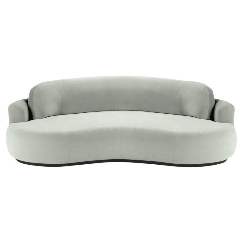 Naked Sofa, Green Velvet, 31" H x 95" W x 52" D, Black