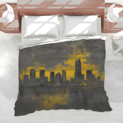 Yellow City Skyline Comforter