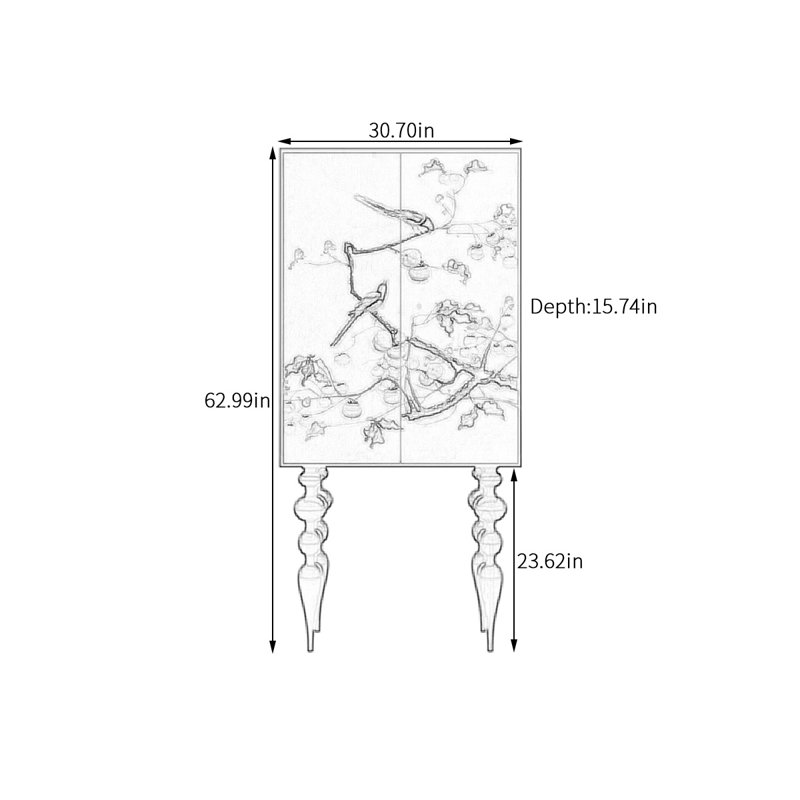 Armoire de rangement en bois American Floral Bird