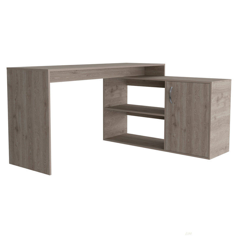 Bureau d'ordinateur en L Axis avec rangement ouvert et fermé (bureau), Gris clair, H 30,07 po x l 45,82 po x P 59,67 po