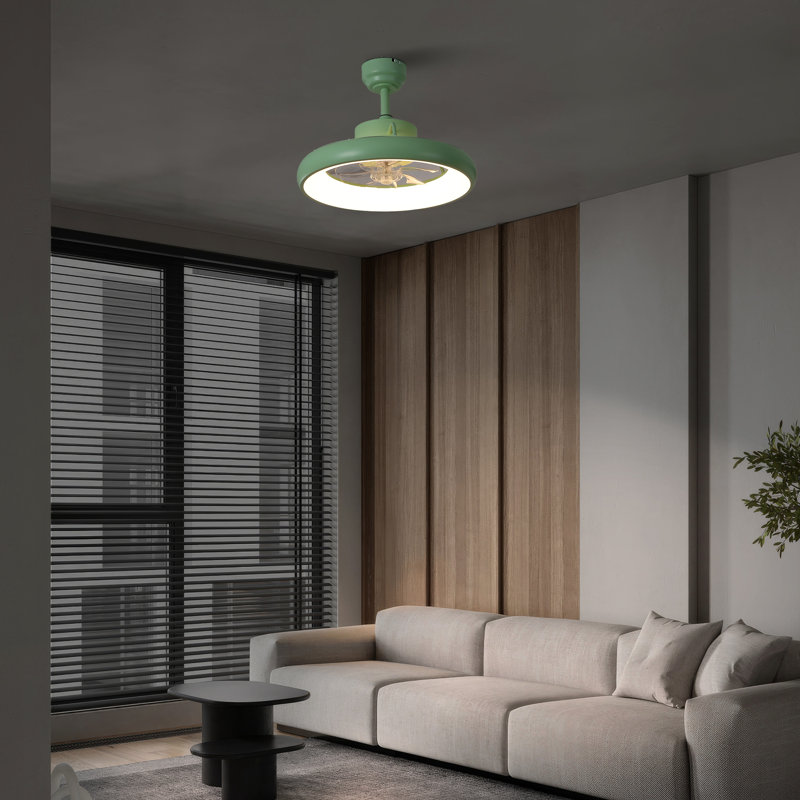Harte 20" Modern Contemporary 6-Speed Metal Mobile-App/Remote-Controlled Dimmable Smart Integrated LED Ceiling Fan, Mint