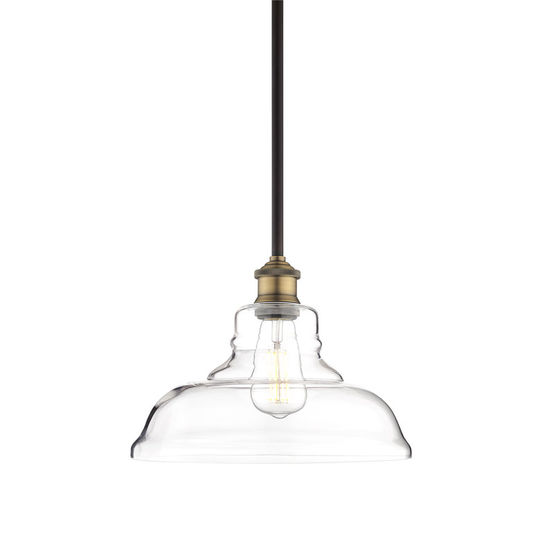 Luminaire suspendu en forme de dôme à 1 lumière Movses, Laiton antique, Non