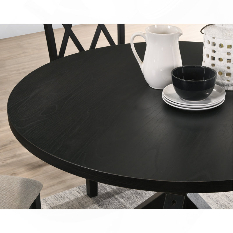 Cross-Buck Base Dining Table In Black, 31.5" H x 48" W x 48" D, Black