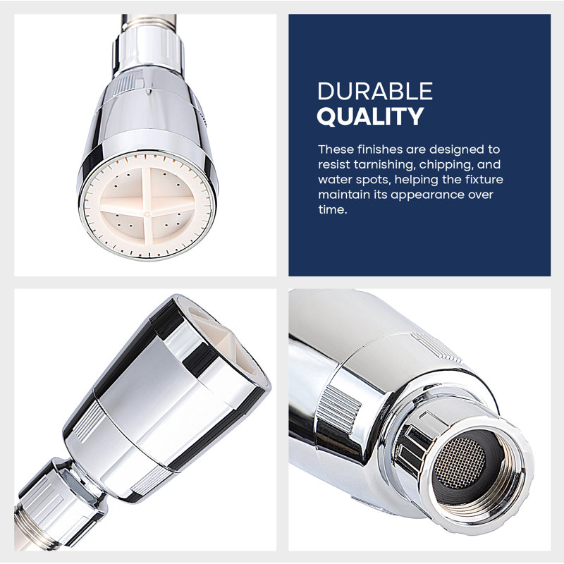 Shower Head Adjustable Shower Spray Fixed Showerhead Chrome Plated 1" Face