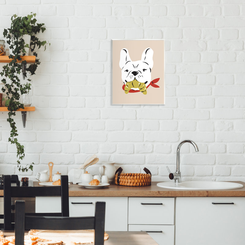 Plaque murale «Frenchie Dog» avec croissant, design par Krissy Mast