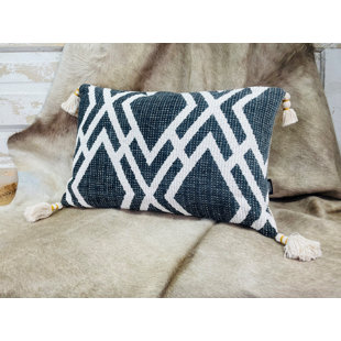 Toss Pillow Geometric Chenille Weave Charcoal 16" X 25"