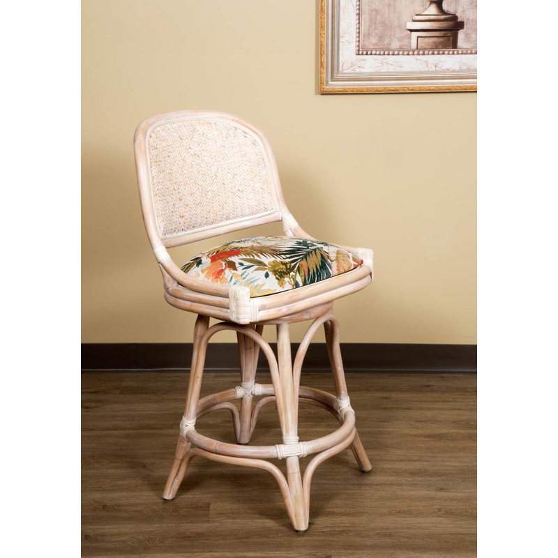 Tabouret pivotant Daquante, Tabouret de comptoir (siège d’une hauteur de 24, Lin lavé