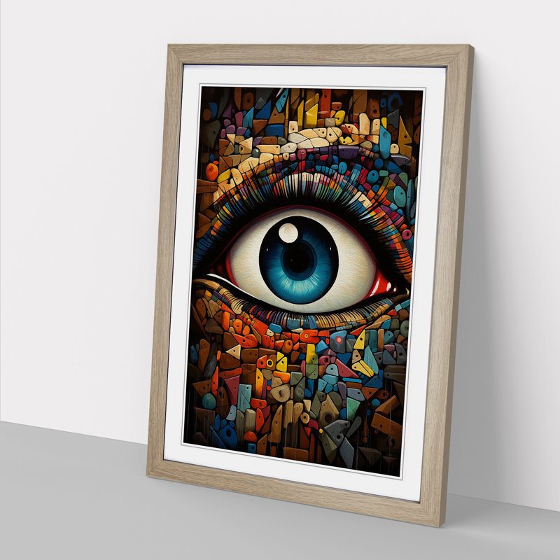 Eye Eye Orphism Art - Framed Print, 34cm H x 25cm W, Oak Framed