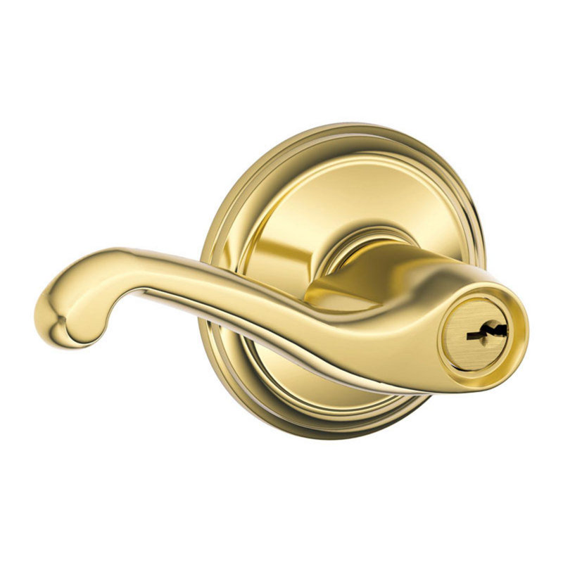 Flair Schlage Antique Brass Steel Keyed Entry, Bright Brass