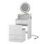 Bureau de coiffeuse blanc 3 en 1 avec miroir et rangement spacieux, station de charge, tabouret rembourré, coiffeuse compacte à 2 tiroirs-121086356