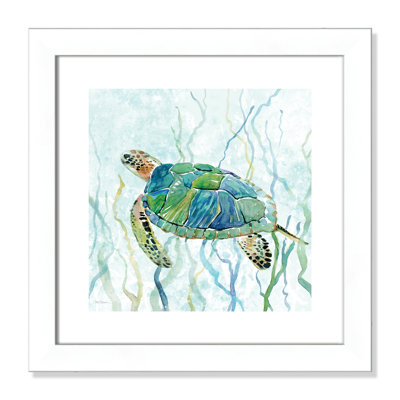 Avynlee «Sea Turtle Swim II», reproduction de peinture à l'aquarelle encadrée