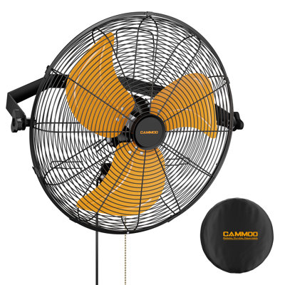 Ventilateur mural Cammoo de 18 pouces, réglage de l'inclinaison à 360 °, ventilateur mural industriel industriel à 3 vitesses Ip44 pour serre, garage, atelier, entrepôt, patio couvert, 1 paquet