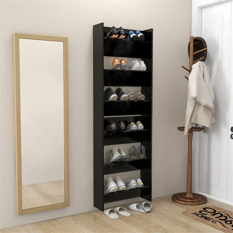 9 Pair Flip Down Shoe Storage, 90 cm H x 120 cm W x 18 cm D, Black