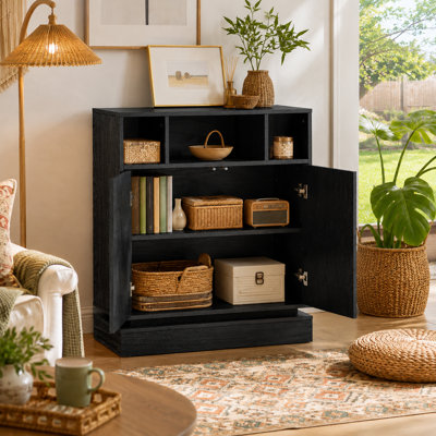 Farmhouse Fluted Sideboard Buffet Cabinet with Adjustable Shelf for Entryway Hallway Kitchen Dining Room