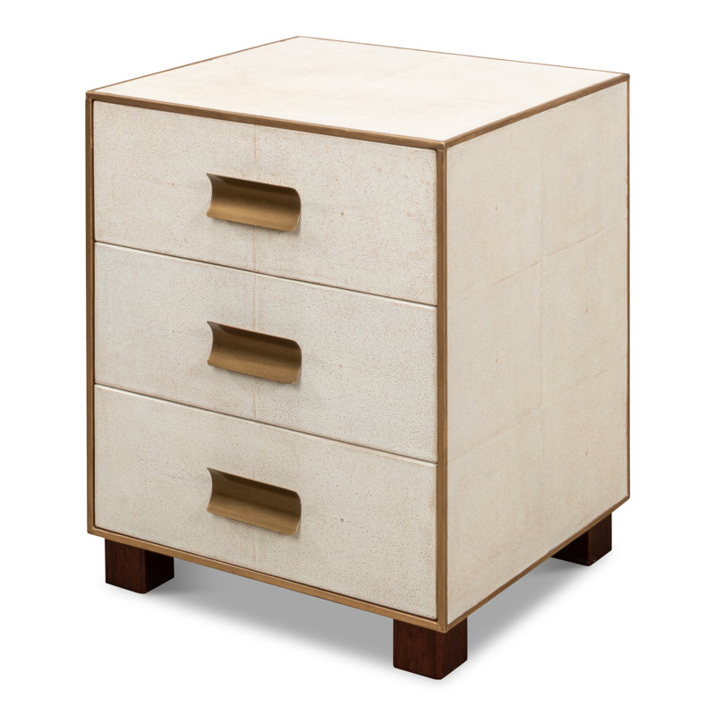Shagreen 20'' W Solid Wood Nightstand, Osprey White