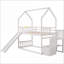 Twin/Twin Solid Pine Wood Bunk Bed with Convertible Slide &amp; Storage Staircase, White - No Box Spring Needed